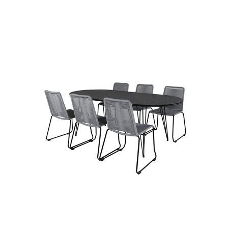 Viga Dining Table - Black Steel / Grey Spray jäätelö - 200*100cm, Lindos Chair - Black/Grey_6