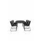 Viga Dining Table - Black Steel / Grey Spray jäätelö - 200*100cm, Lindos Stacking Chair - Black Alu / Black Rope_6