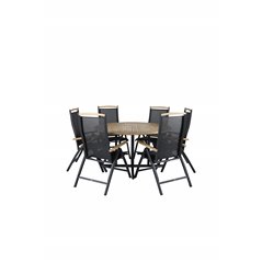 Cruz Dining - Black Steel / Acacia (teak look) ø140cm, Panama 5:pos Pääartikkeli: Black/Black_6