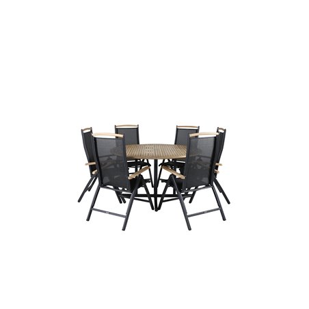 Cruz Dining - Black Steel / Acacia (teak look) ø140cm, Panama 5:pos Pääartikkeli: Black/Black_6