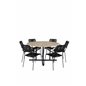 Cruz Spisebord - Sort Stål / Acacia (teak look) ø140cm + Lindos Lænestol - Sort Alu / Sort Reb_6