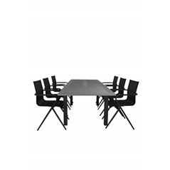 Albany Table - 160/240 - Black/Grey, Alina Dining Chair - Black Alu / Black Textilene_6