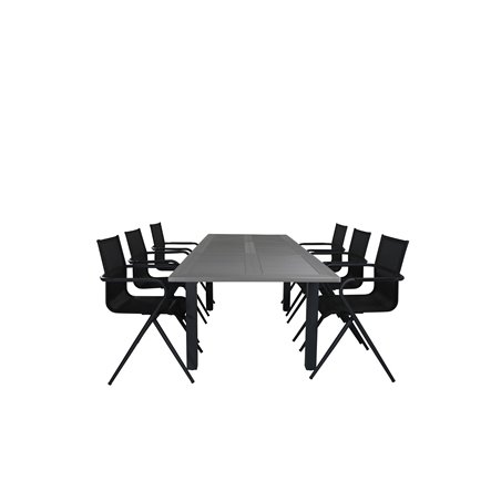 Albany Table - 160/240 - Black/Grey, Alina Dining Chair - Black Alu / Black Textilene_6