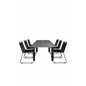 Albany Table - 160/240 - Black/Grey, Lindos Stacking Chair - Black Alu / Black Rope