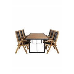 Khung Dining Table - Black Steel / Acacia (teklook) - 200*100cm+Peter 5:pos Chair - Black Rope / Acacia_6