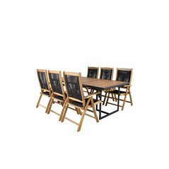 Khung Dining Table - Black Steel / Acacia (teklook) - 200*100cm+Peter 5:pos Chair - Black Rope / Acacia_6