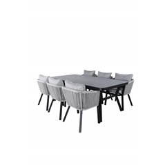 Virya Dining Table - Black Alu / Grey Glass - big table+Virya Dining Chair - BLACK Alu / Grey cushion _6