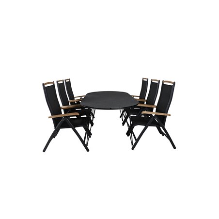 Viga Dining Table - Black Steel / Grey Spray glass - 200*100cm, Panama 5:pos Chair - Black/Black_6