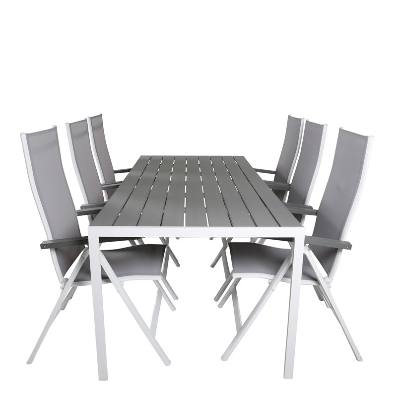 Udendørs bord 205 * 90 - Hvid / GråAlbany Light 5-pos hvid alu / Grå Textilene_6