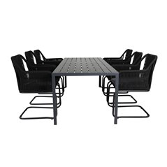 Break Table 205*90 - Black/Black, Lindos Karmstol med svikt Svart stål / Svart rep_6