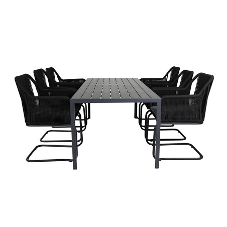 Break Table 205*90 - Black/Black, Lindos Karmstol med svikt Svart stål / Svart rep_6