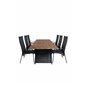 Doory Dining Table - musta teräs / akaasia-yläosa tiikki-ilmeessä - 250 * 100cm, Copacabana Recliner Tuoli - Musta /Black_6