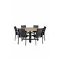 Cruz Dining Table - Black Steel / Acacia (teak look) ø140cm, Texas Chair Musta/Teak_6