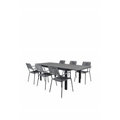 Levels Table 160/240 - Black/Grey, Lindos Armchair - Black Alu / Grey Rope_6