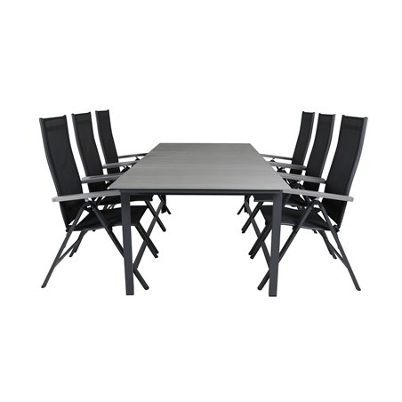 Levels Table 229/310 - Black/Grey, Albany Light 5-pos - black / Black textilene and grey teak_6