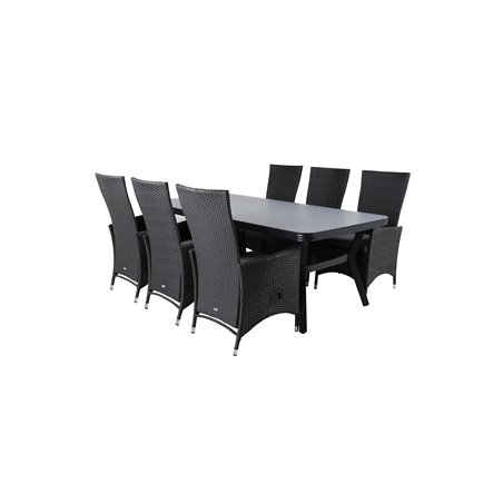 Virya Dining Table - Black Alu / Grey Glass - Big Table Padova -tuoli (Recliner) Black/Grey_6