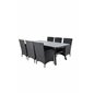 Virya Dining Table - Black Alu / Grey Glass - Big Table+Malin Armchair