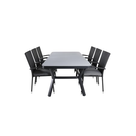 Virya Dining Table - Black Alu / Grey Glass - big table+Anna Chair - Black_6