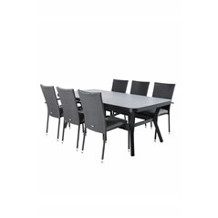 Virya Dining Table - Black Alu / Grey Glass Tuoli