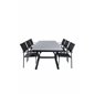 Virya Dining Table - Black Alu / Grey GlassSanTorini Arm Chair Black Alu/Black Textilene (käytetty)