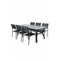 Virya Dining Table - Black Alu / Grey GlassSanTorini Arm Chair Black Alu/Black Textilene (käytetty)