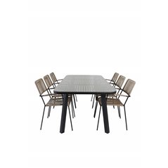 Paola Dining Table - Black Steel / Nature Wicker - 200*100+Lindos - Armchair - Black Alu / Latte Rope_6