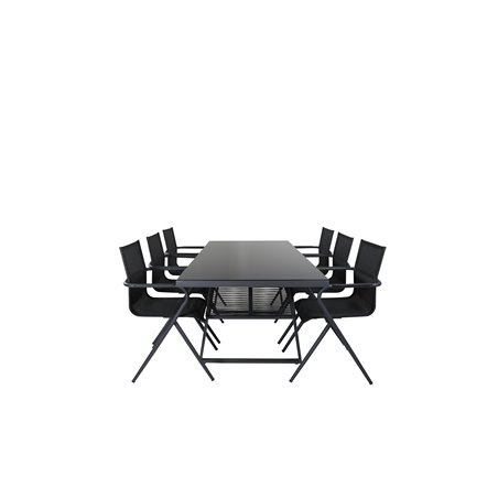 Dallas Dining Table+Alina Dining Chair - Black Alu/Black Textilene (käytetty)