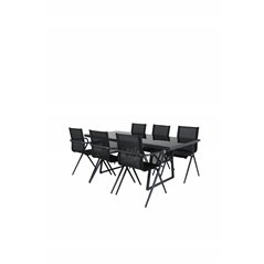 Dallas Dining Table+Alina Dining Chair - Black Alu/Black Textilene (käytetty)