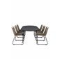 Viga Dining Table - Black Steel / Grey Spray jäätelö - 200*100cm, Lindos Stacking Chair - Black Alu / Latte Rope_6