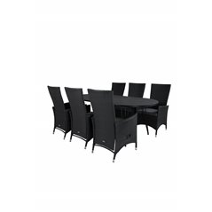 Viga Dining Table - Black Steel / Grey Spray glass - 200*100cm, Padova Chair (Recliner) - Black/Grey_6