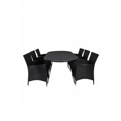 Viga Dining Table - Black Steel / Grey Spray glass - 200*100cm, Knick Armchair  - Black_6