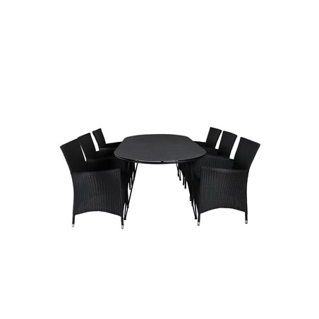 Viga Dining Table - Black Steel / Grey Spray glass - 200*100cm, Knick Armchair  - Black_6