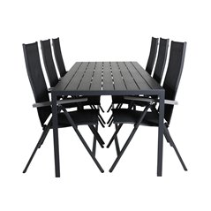 Break Table 205*90 - Black/BlackAlbany Light 5-pos - black / Black textilene and grey teak_6