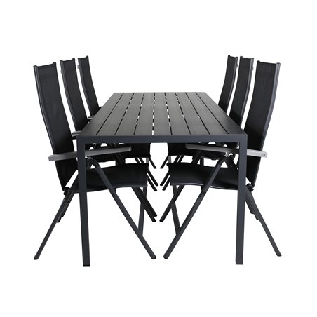 Break Taulukko 205*90 - Black/BlackAlbany Light 5-pos - musta/musta tekstiili ja harmaa teak_ 6