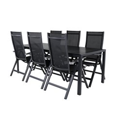 Break Table 205*90 - Black/BlackAlbany Light 5-pos - black / Black textilene and grey teak_6