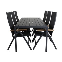 Break Table 205*90 - Black/BlackPanama Light 5-pos Chair Black / Black and teak_6