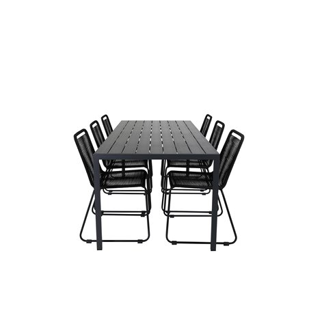 Break Table 205*90 - Black/Black, Lindos Stacking Chair - Black Alu / Black Rope_6