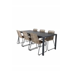 Break Table 205*90 - Black/Black, Lindos Stacking Chair - Black Alu / Latte Rope_6