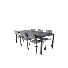 Break Table 205*90 - Black/Black, Lindos Armchair - Black Alu / Grey Rope_6