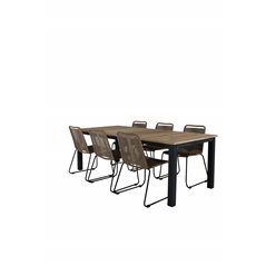 Panama - Table - 224/324*100 - svart Alu/Teak, Lindos Stacking Chair - Black Alu / Latte Rope_6