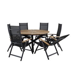 Mexico Table ø 140 - Black/Teak, Panama Light 5-pos Chair Black / Black and teak_6