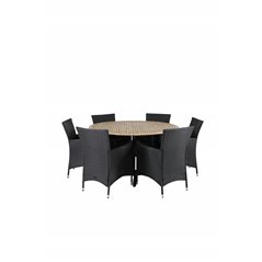 Cruz Dining table - Black Steel / Acacia (teak look) ø140cm, Knick Armchair  - Black_6