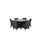 Cruz Dining Table - Black Steel / Acacia (teak look) ø140cm, Knick Armchair Black_6