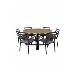 Cruz Dining - Black Steel / Acacia (teak look) ø140cm, Brasilia Carmstol