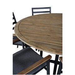 Cruz Dining - Black Steel / Acacia (teak look) ø140cm, Brasilia Carmstol