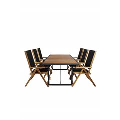 Khung Dining Table - Black Steel / Acacia (teklook) - 200*100cm+Little John foldable Chair - Rope / Acacia_6