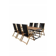 Khung Dining Table - Black Steel / Acacia (teklook) - 200*100cm+Little John foldable Chair - Rope / Acacia_6