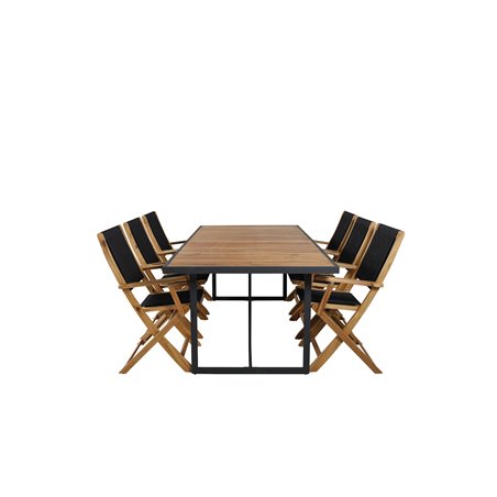 Khung Dining Table - Black Steel / Acacia (teklook) - 200*100cm+Peter foldable chair - rope / Acacia_6