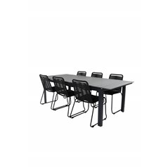 Level table 229/310 - Sort / Grå, Lindos stabelstol - Sort Alu / Sort rep_6