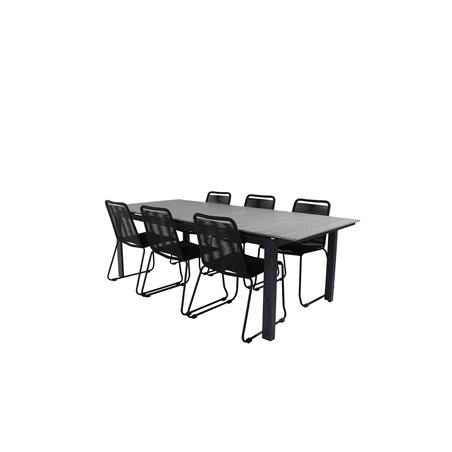 Level table 229/310 - Sort / Grå, Lindos stabelstol - Sort Alu / Sort rep_6